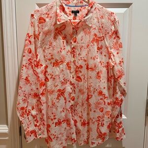 Talbots Red Floral Monkey Top sz. L
